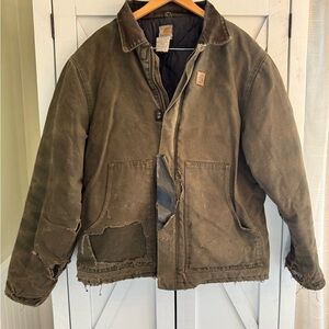 Carhartt Men's Jacket heavily distressed work jacket XL tall